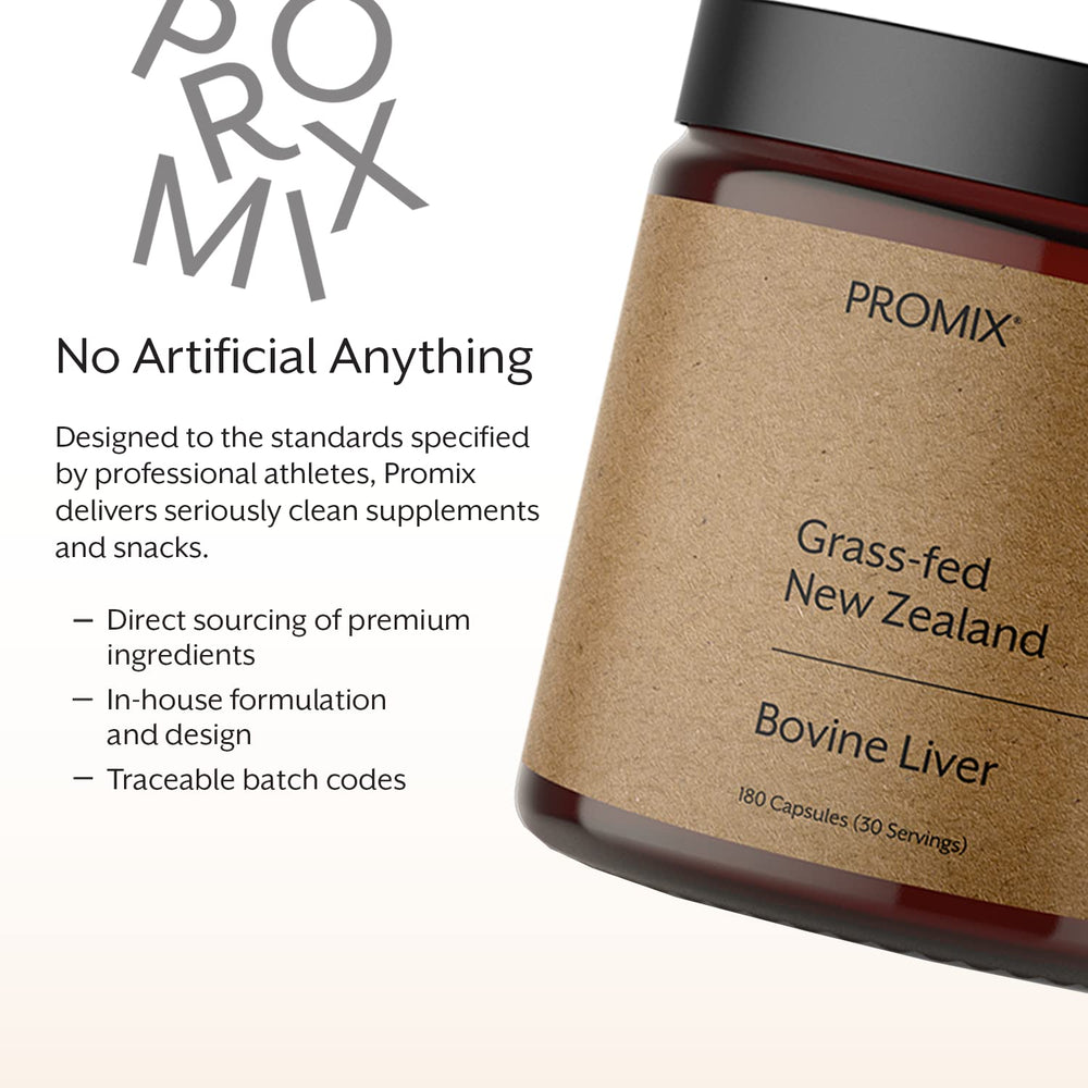 Sustainability and quality seals on ProMix Liver Supplement packaging