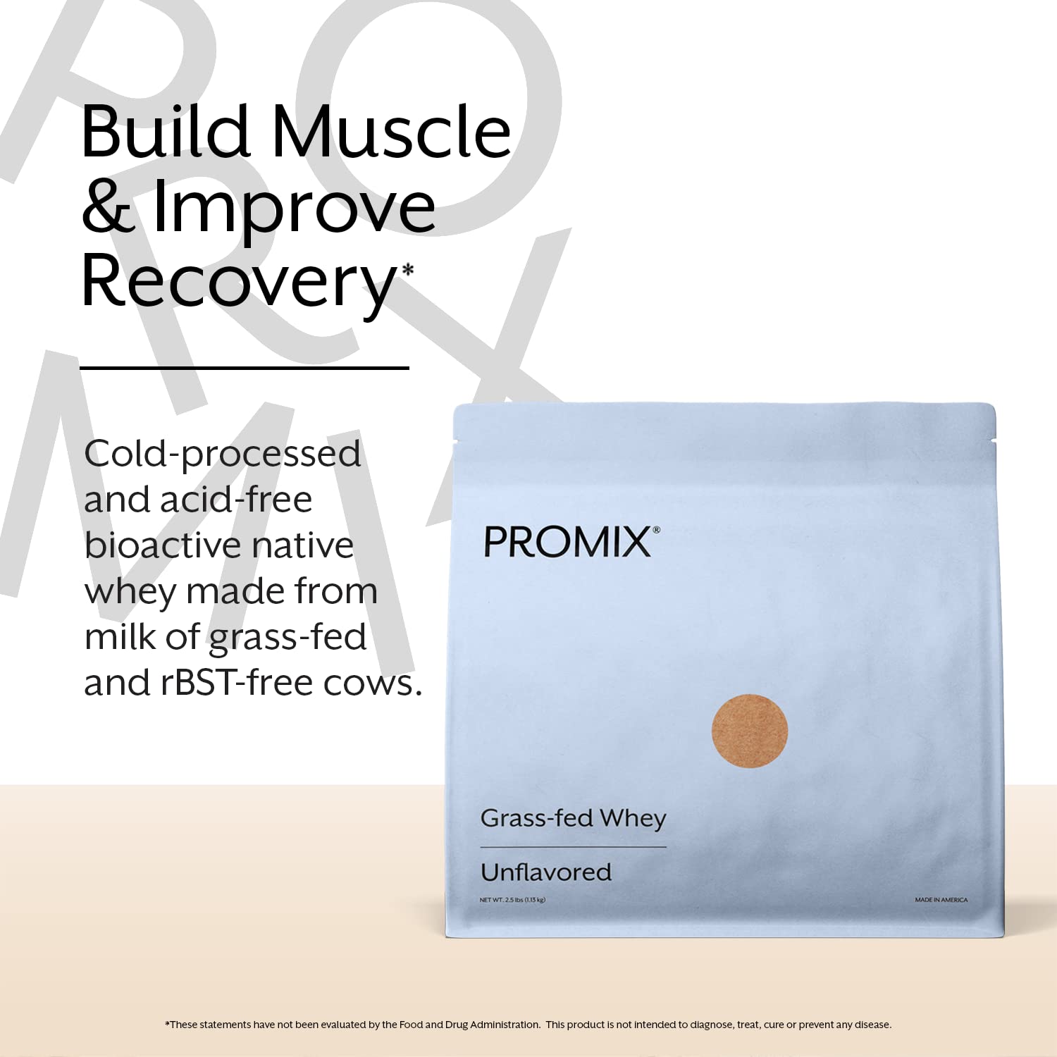 Promix Whey Protein packaging highlighting gluten free and keto friendly
