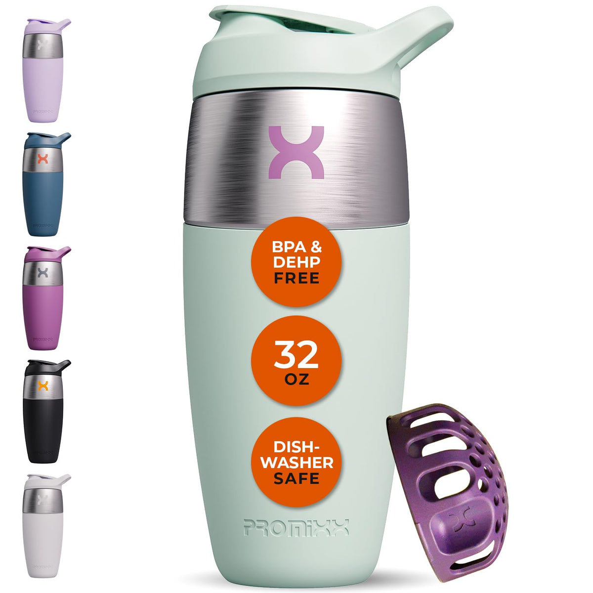 Promixx 32oz shaker cap-seal demonstrates leak-proof reliability for gym bags and road trips.