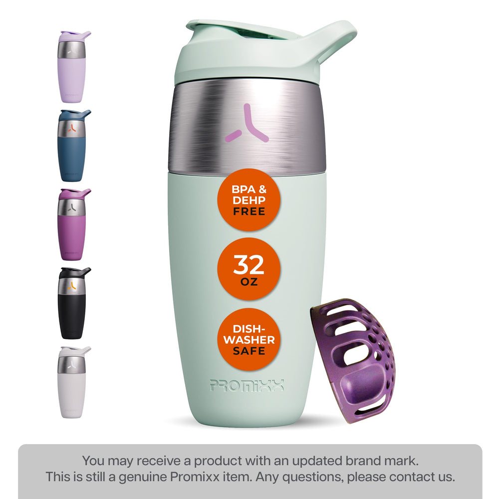 Promixx 32oz shaker-leak-proof-lid keeps shakes contained during transit and workouts.