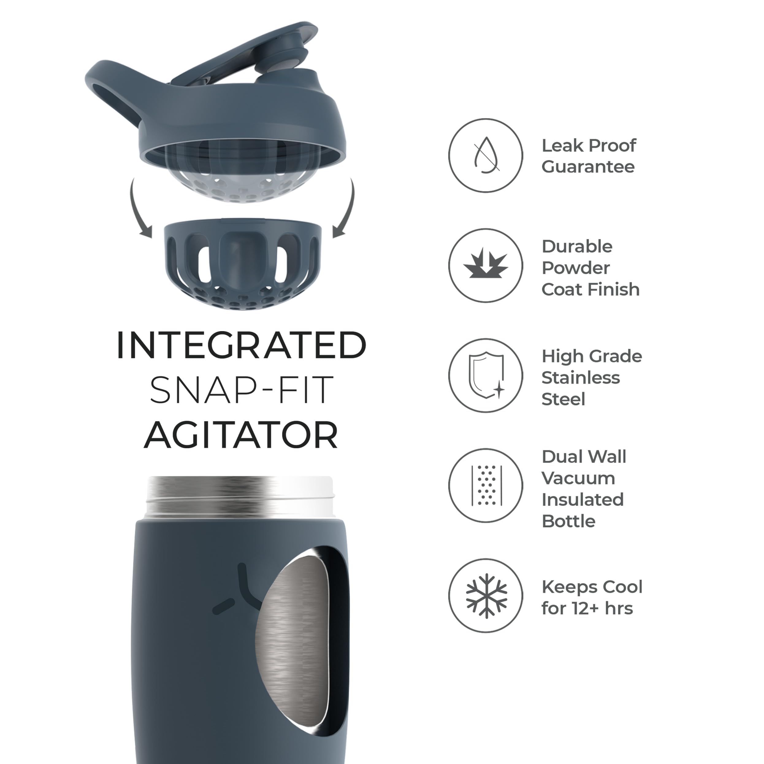 Promixx Pursuit insulated double-wall keeps drinks cold during commutes.