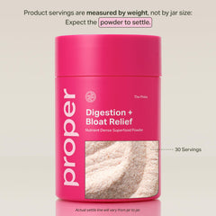 Front view of Proper The Pinks Digestion & Bloat Relief packaging