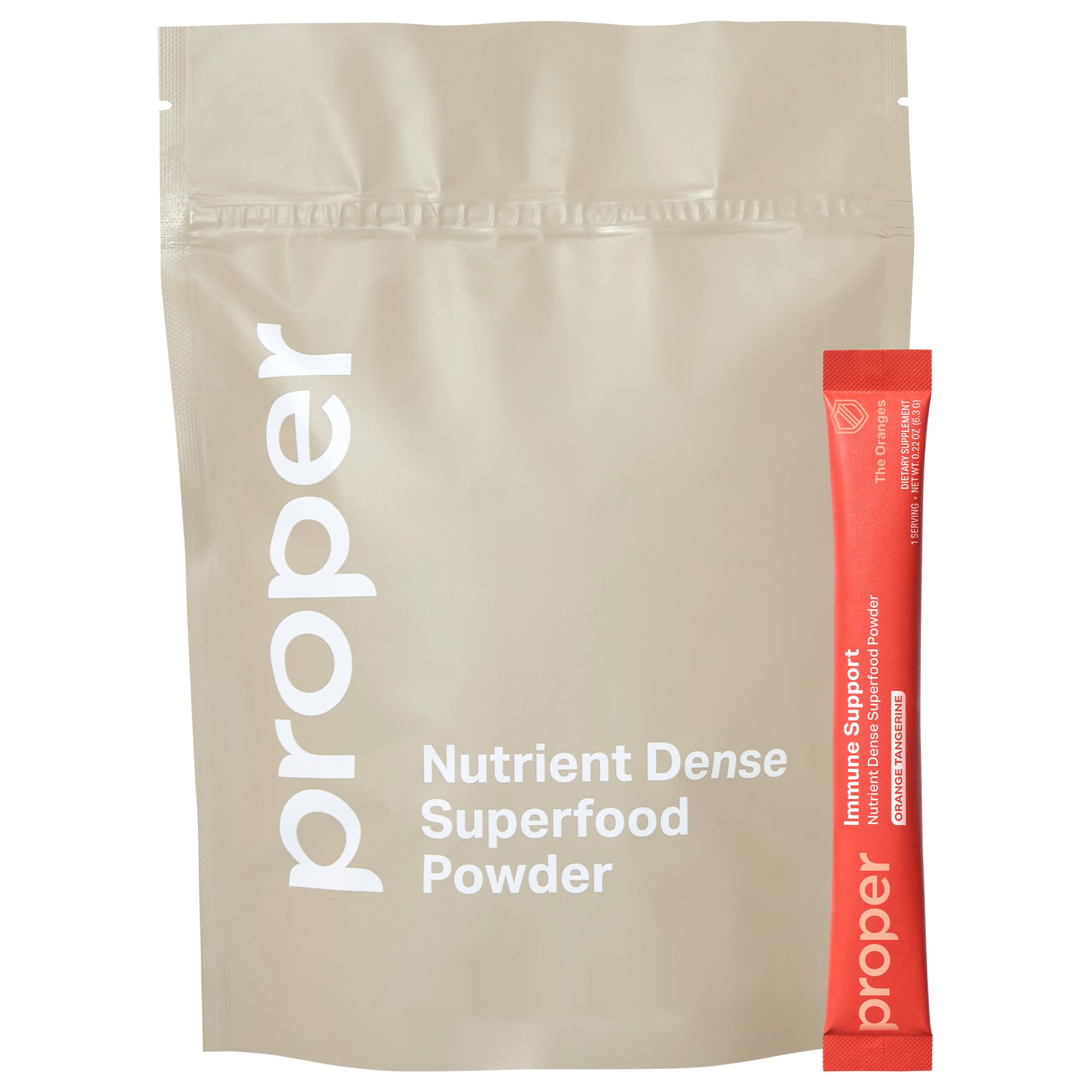 Bottle of Proper The Oranges Immune Support Supplement with scoop