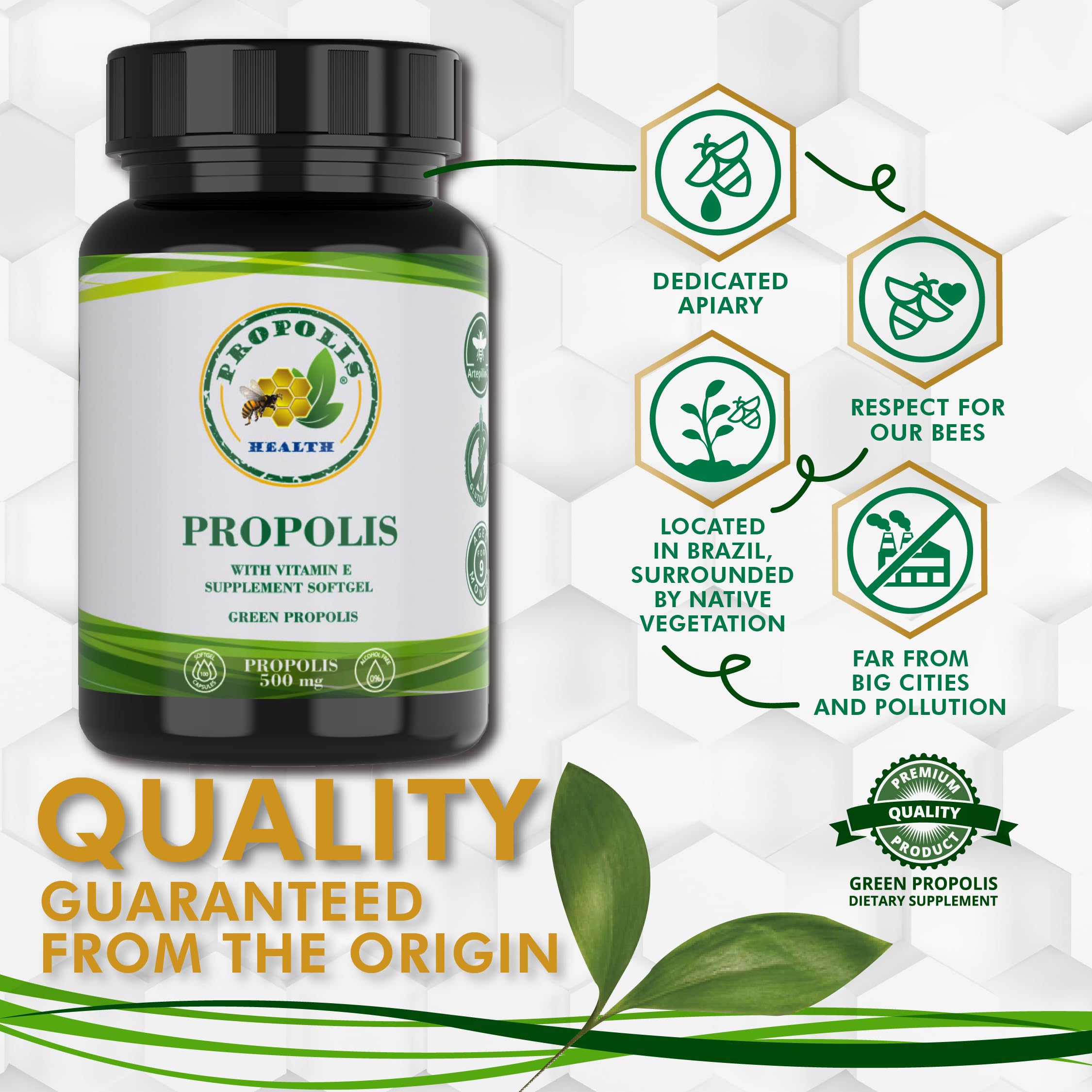 Brazilian green propolis extract bottle label