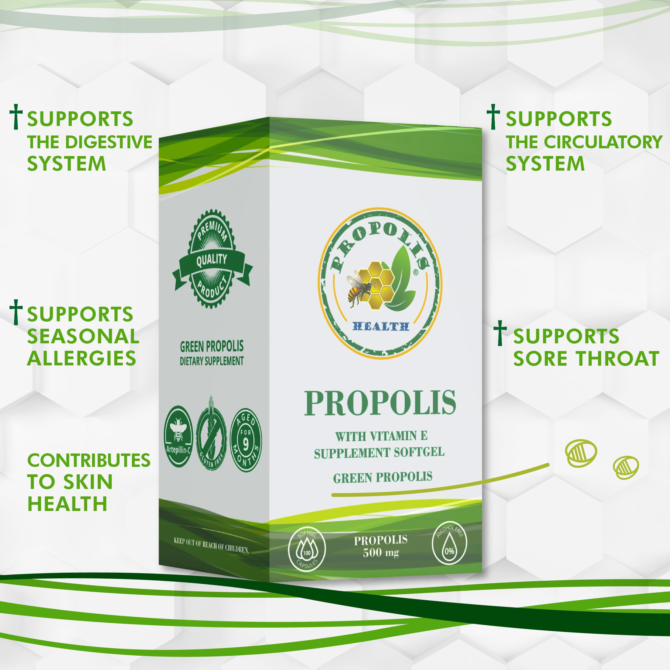 Keto-friendly propolis supplement packaging