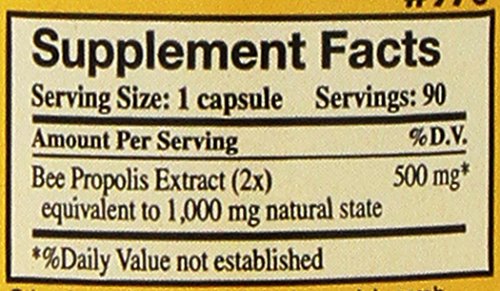 Two bottles of Propolis-Raw Unprocessed 1000mg – YS Organic Bee Farms – 180 capsules total