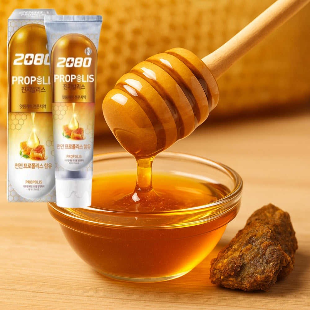Korean Propolis Toothpaste branding and minty aftertaste