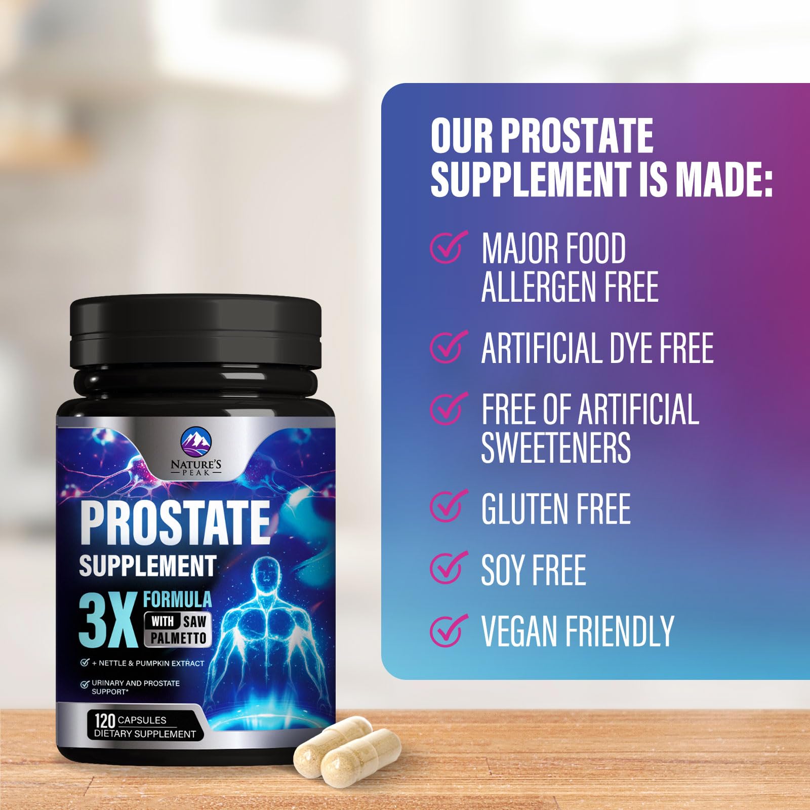 Product packaging for the prostate health supplement