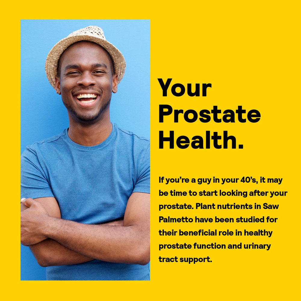 Prostate and urinary tract support with saw palmetto and plant sterols