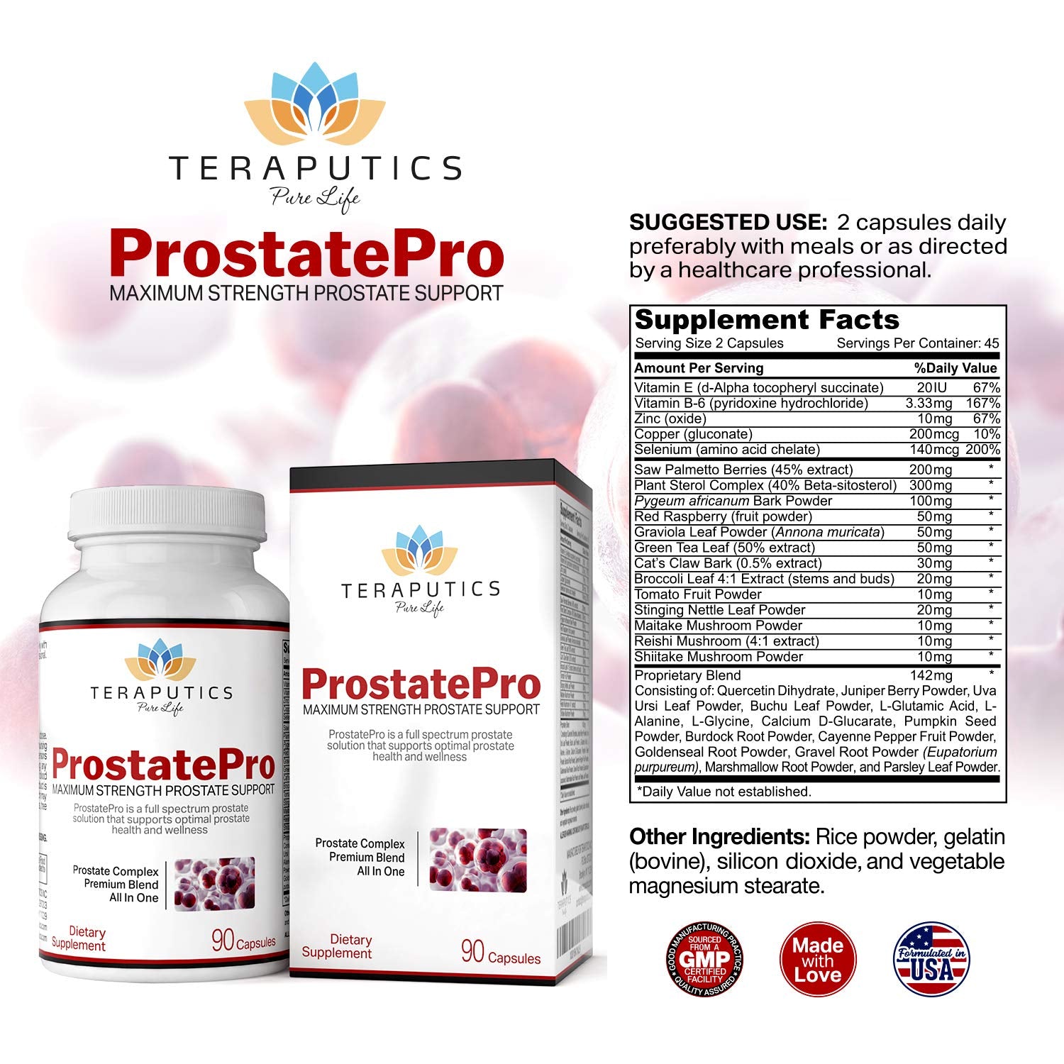 Close-up of ProstatePro bottle label