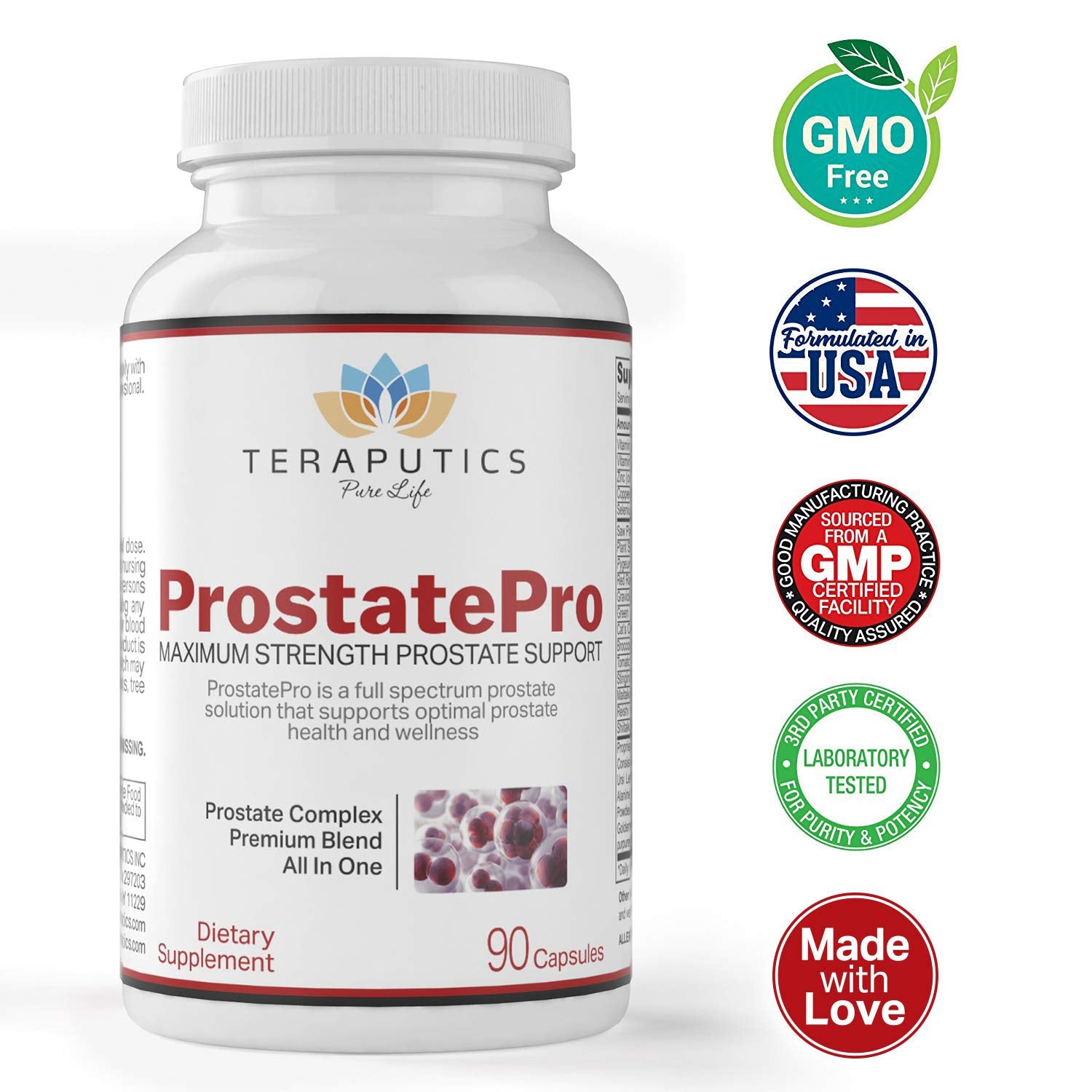 Graphic showing 33 herbs and vitamins used in ProstatePro