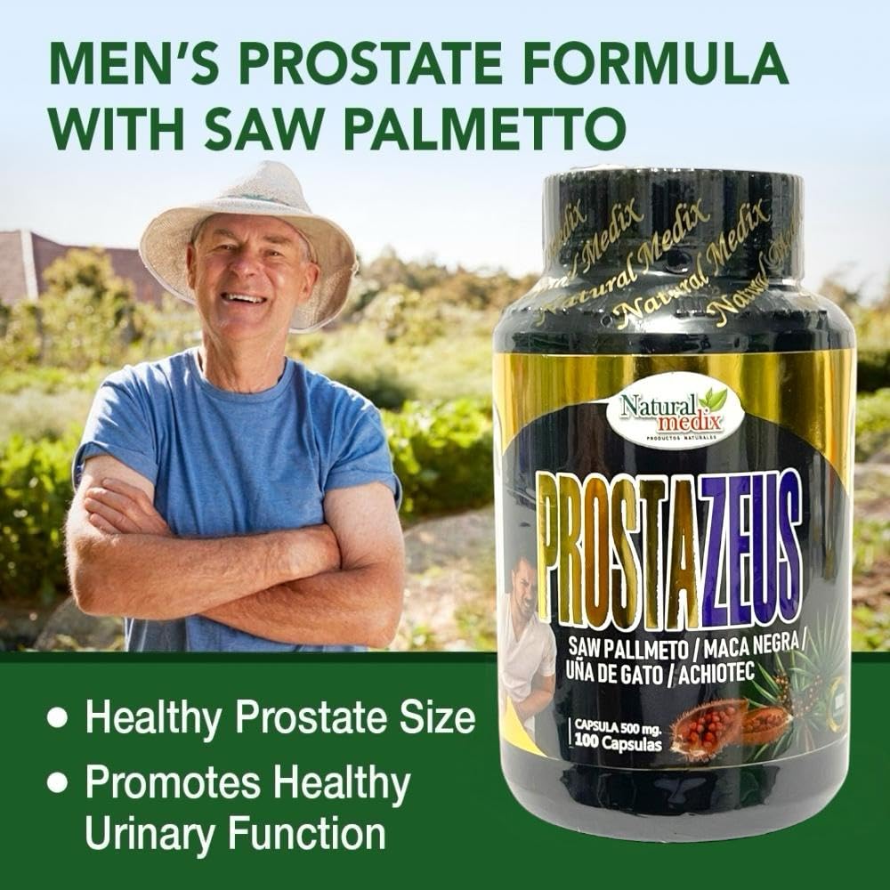 Capsules spilling from Prostazeus bottle