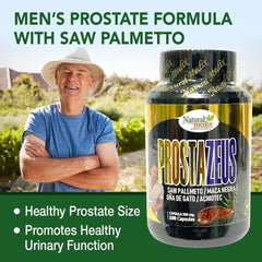 Capsules spilling from Prostazeus bottle