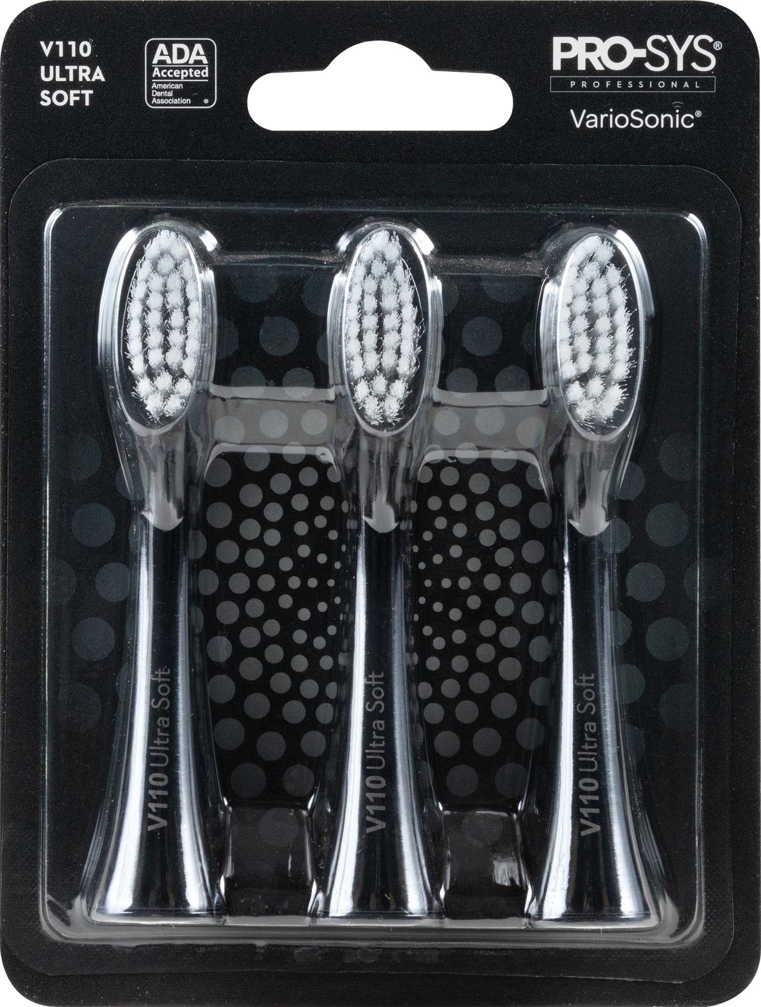 PRO-SYS Black VarioSonic Replacement Head V110 Ultra Soft – front view