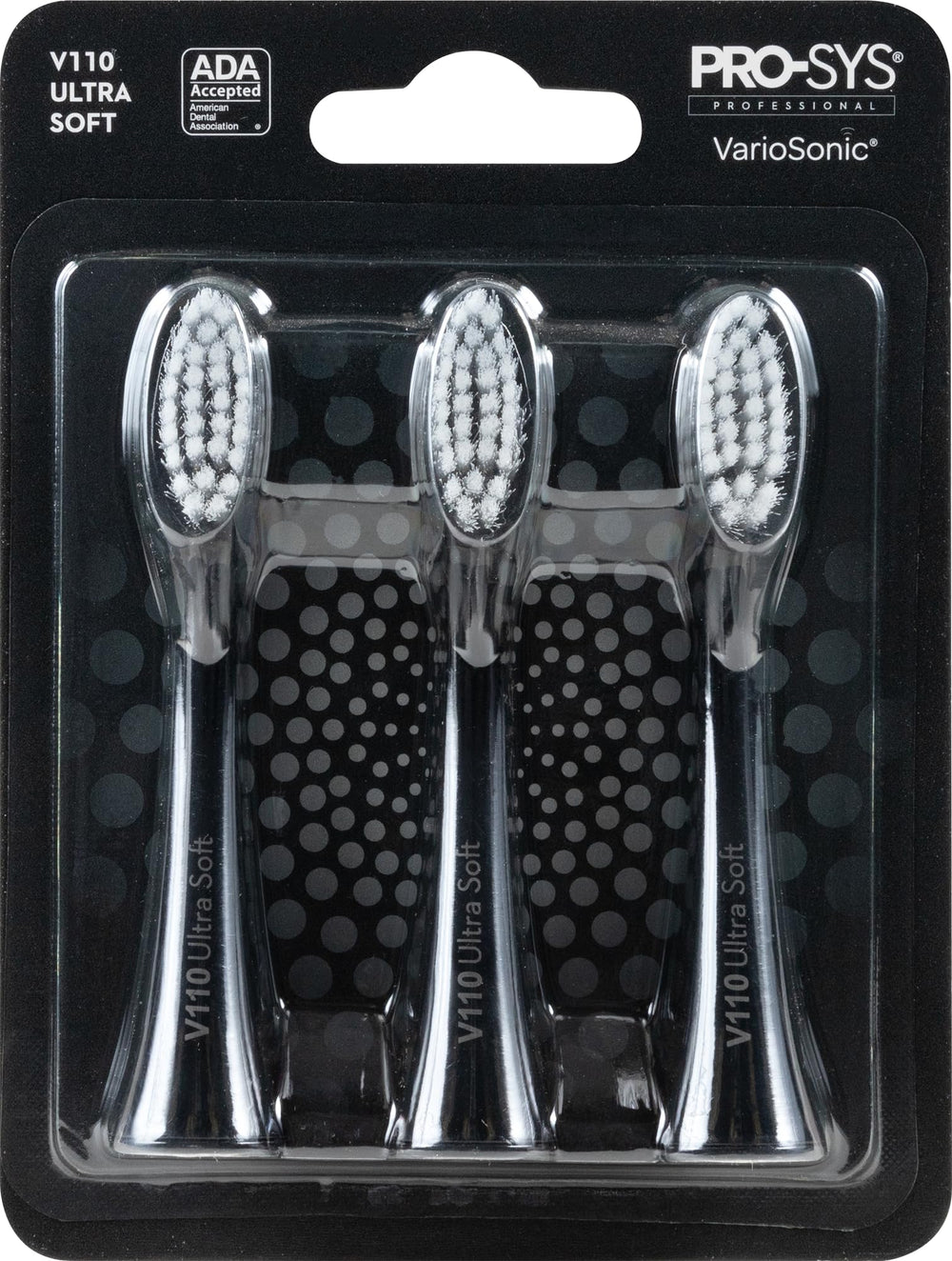 PRO-SYS Black VarioSonic Replacement Head V110 Ultra Soft – front view