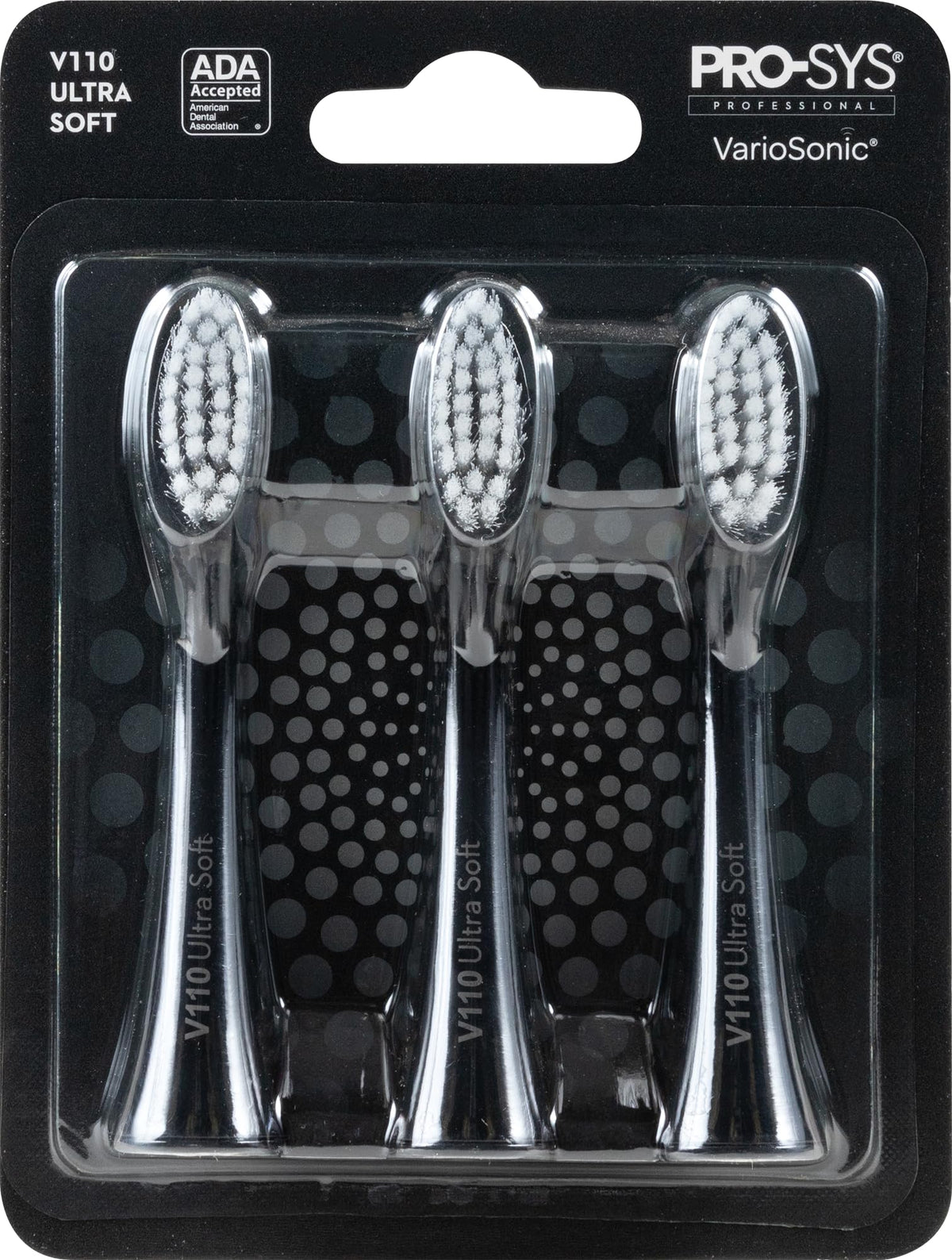 PRO-SYS Black VarioSonic Replacement Head V110 Ultra Soft – front view