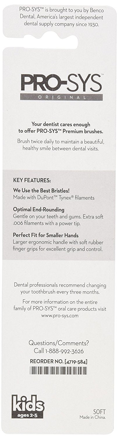 Product packaging for PRO-SYS Kids Toothbrush 4-pack