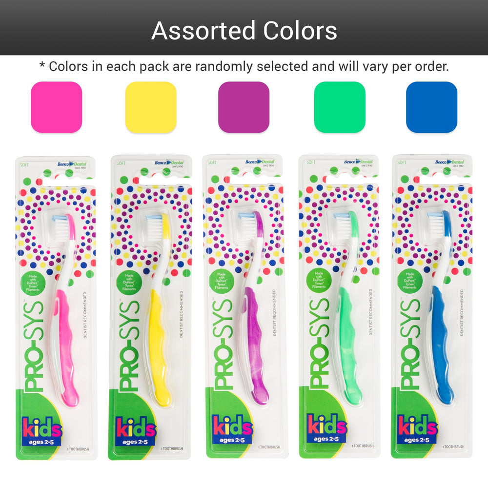 Premium nylon bristles with rounded ends on PRO-SYS toddler toothbrush