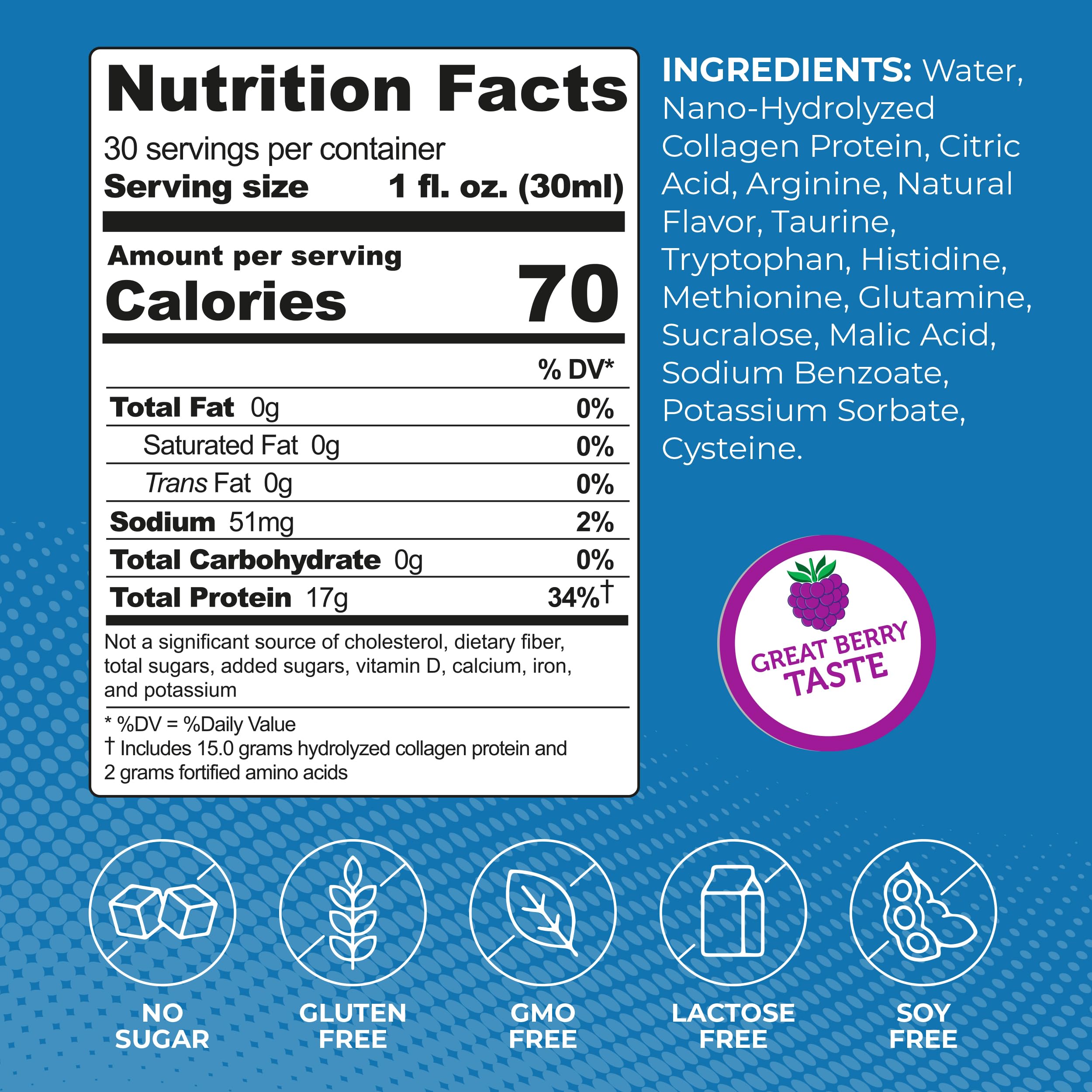 Front label of ProT Gold Berry collagen shot
