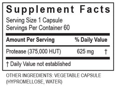 Protease 375K enzyme blend capsules in a bottle