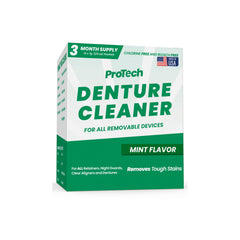 Front view of Protech 7g denture cleaner foil pack