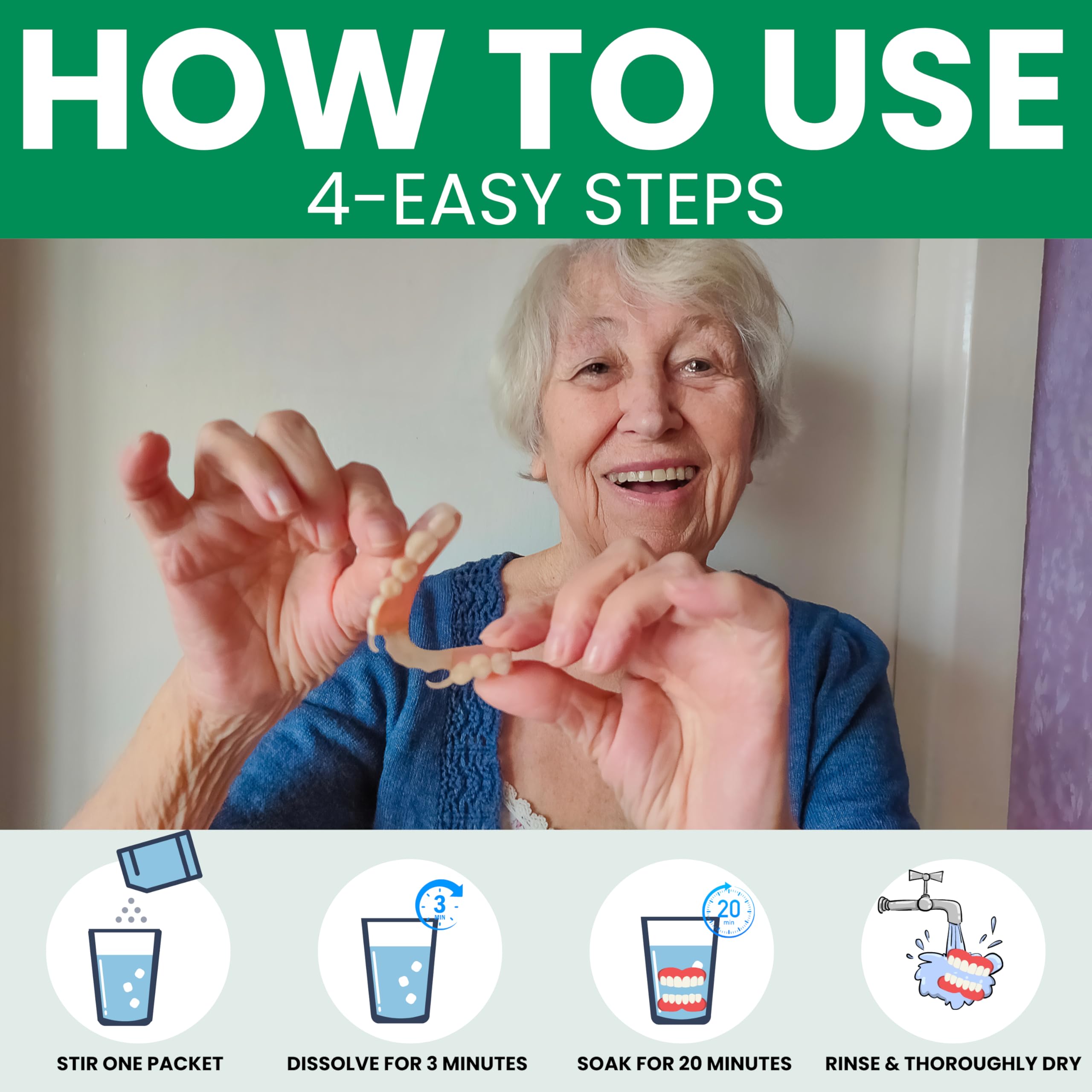 Moisture-proof packaging for long-lasting denture cleaner