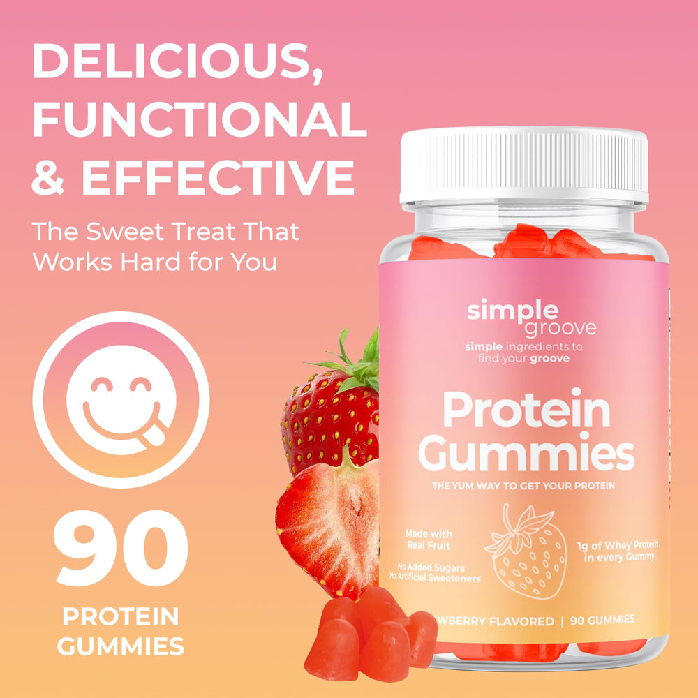 Badge showing 1g protein per gummy on packaging