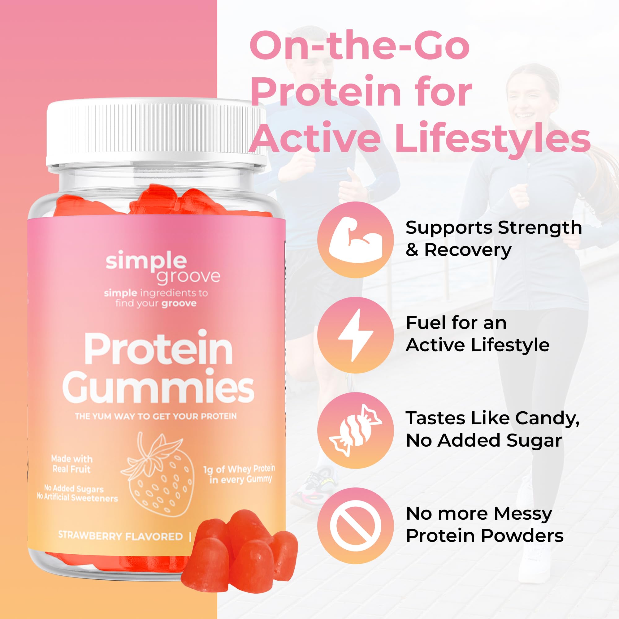 Active lifestyle with protein gummies as a recovery and energy snack