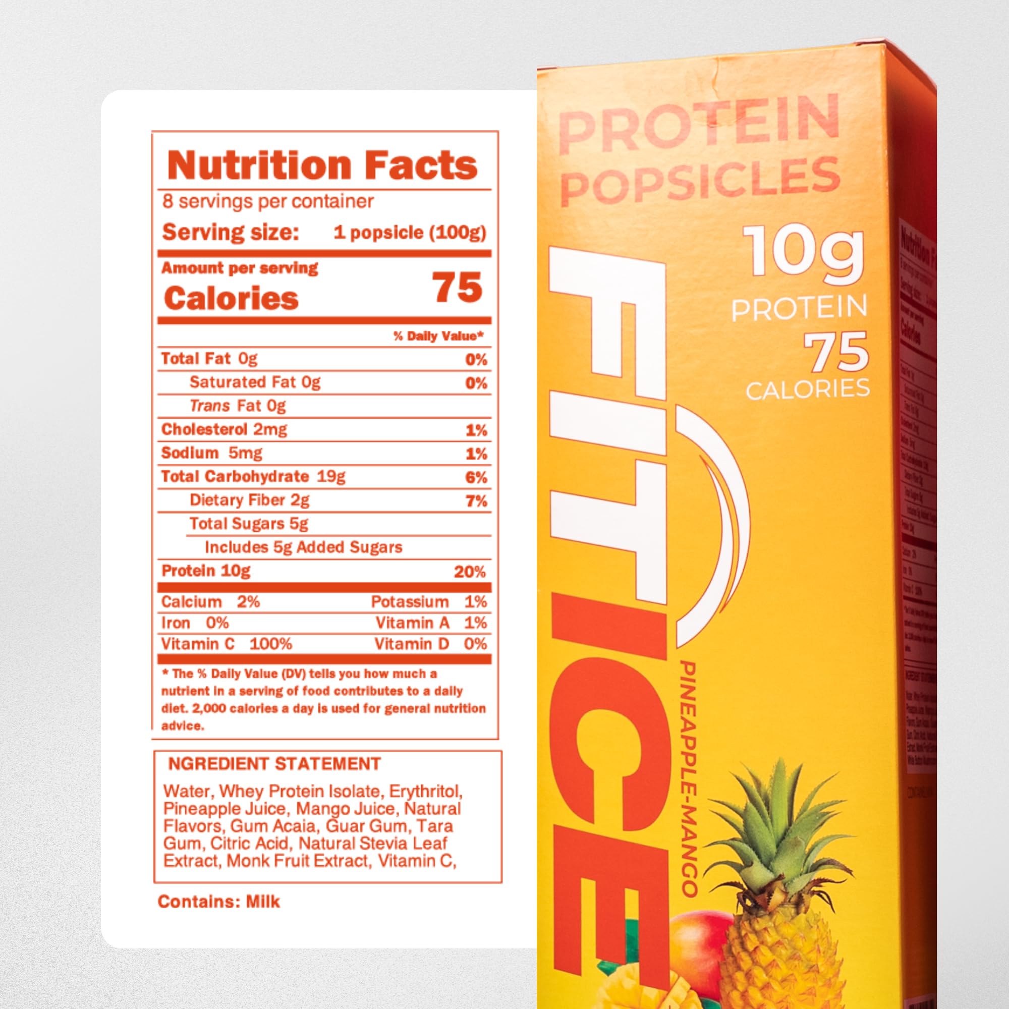 Pineapple Mango protein frozen popsicle