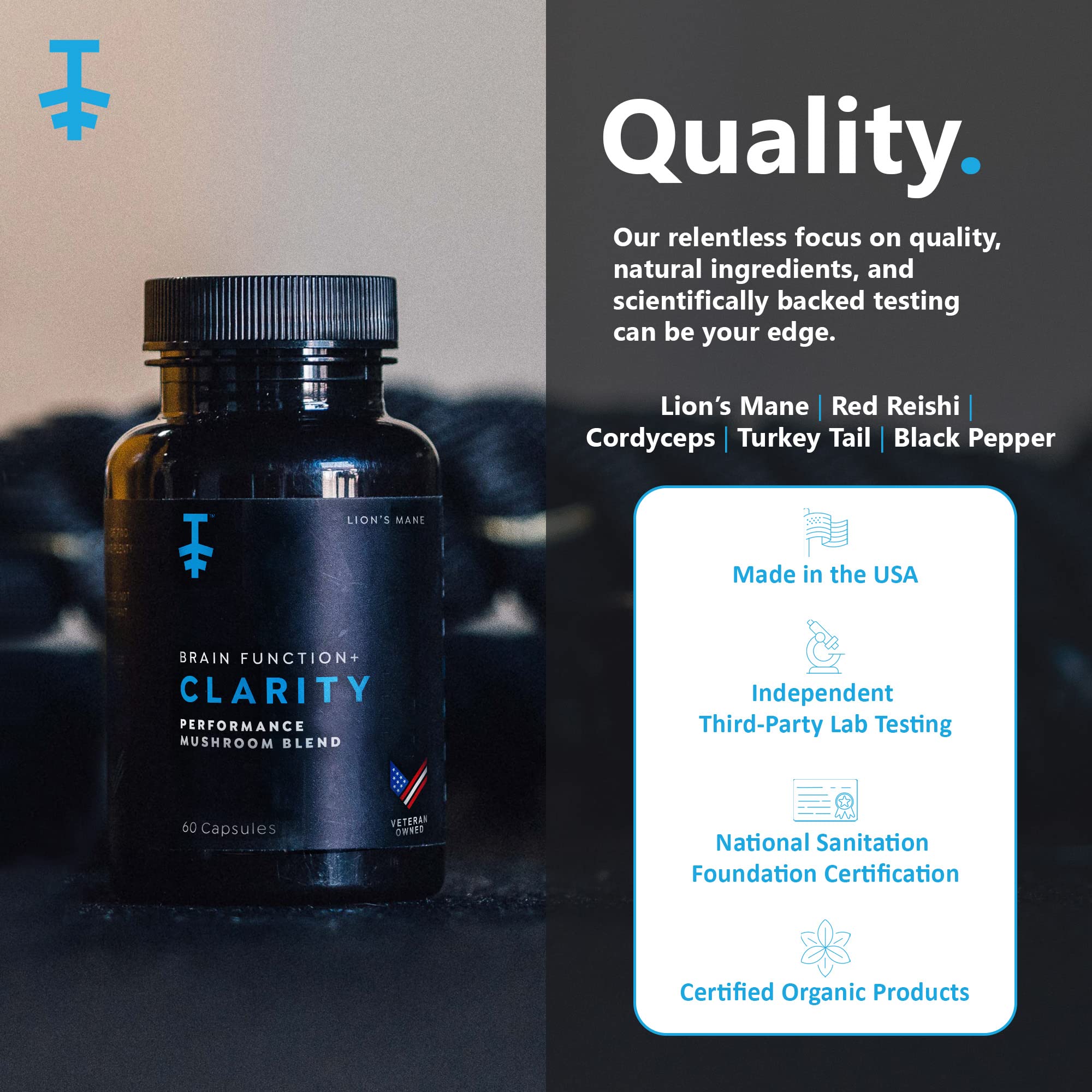 Natural Lions Mane and Reishi mushrooms