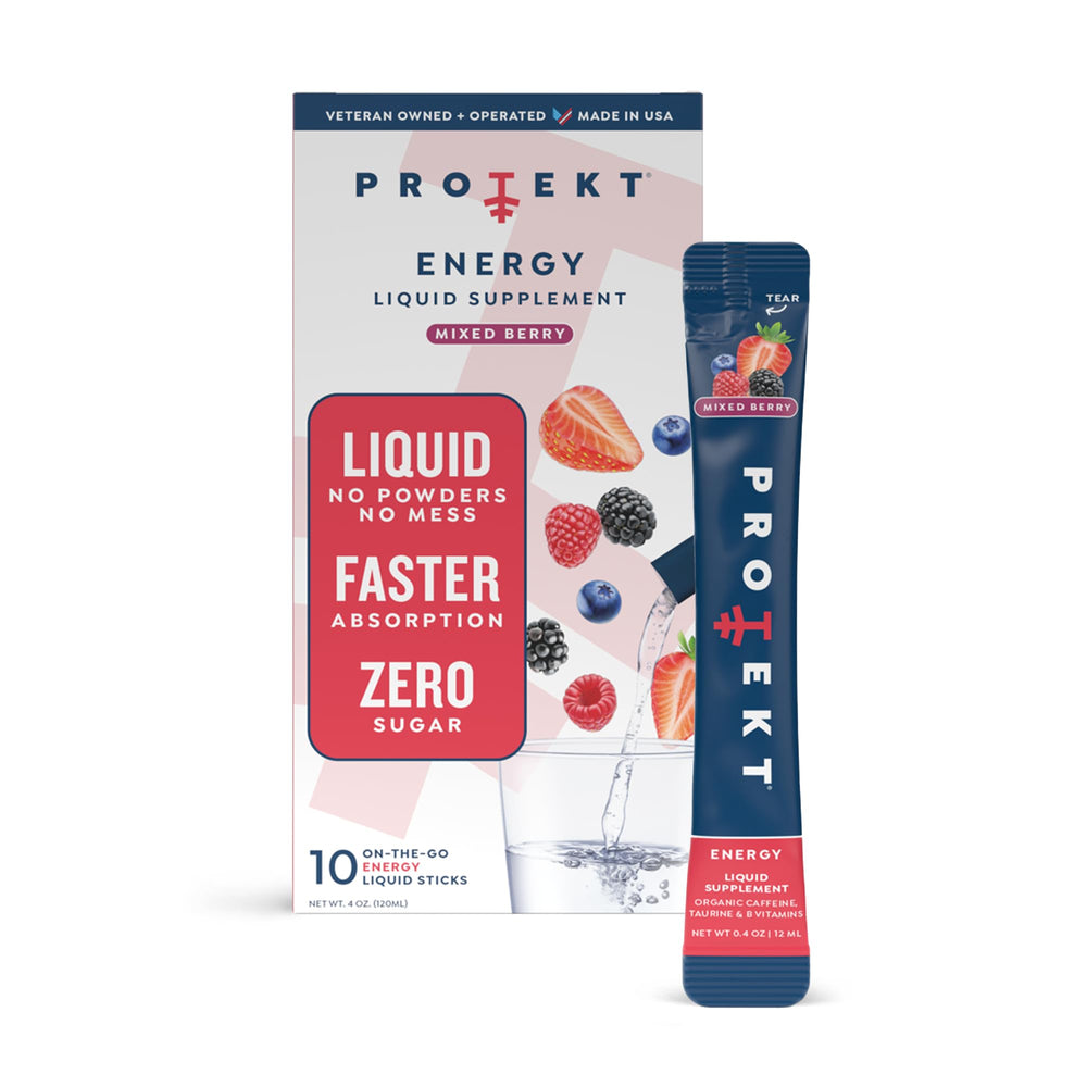 PROTEKT Zero Sugar energy drink packets pour for on-the-go natural energy boost