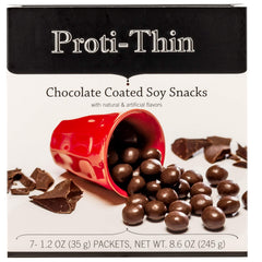 Proti-Thin chocolate-coated soy snacks 7-count box packaging