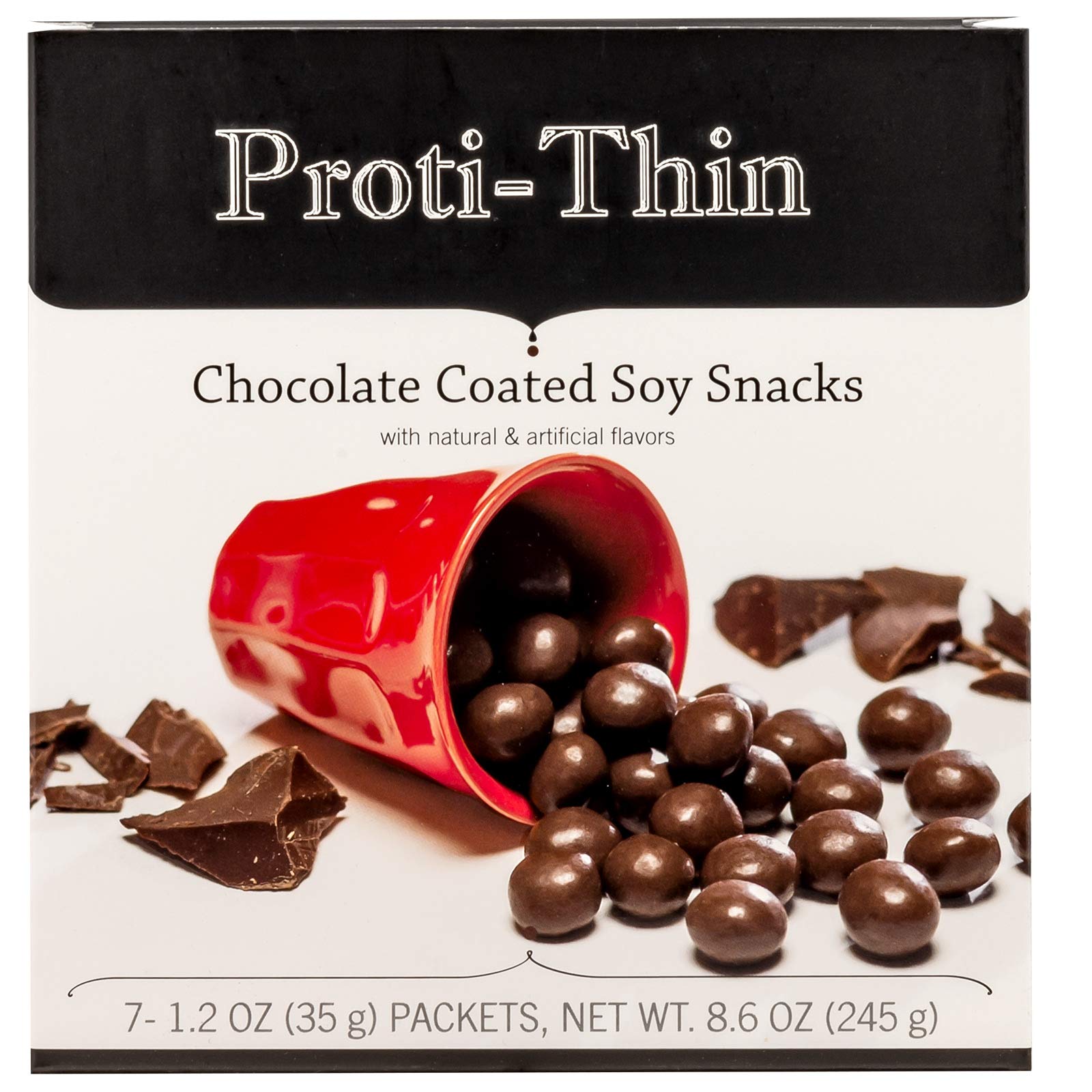 Assortment of Proti-Thin chocolate soy snacks in a 7 count box
