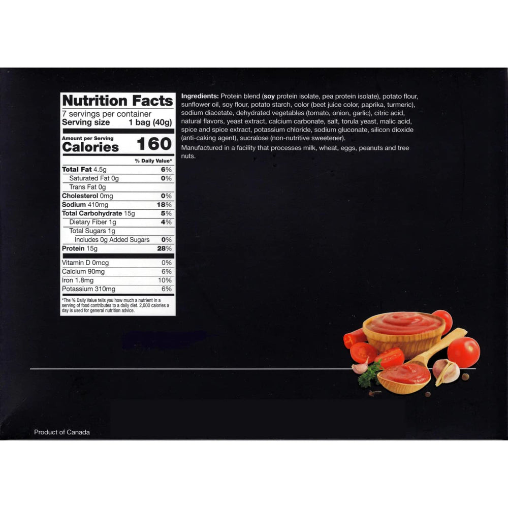 Nutrition label showing 15g protein per serving