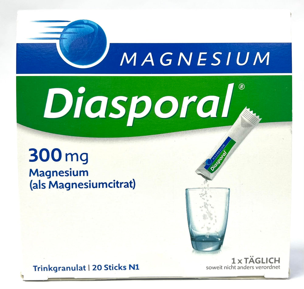 Front view of Protina Magnesium Diasporal 300mg sachets