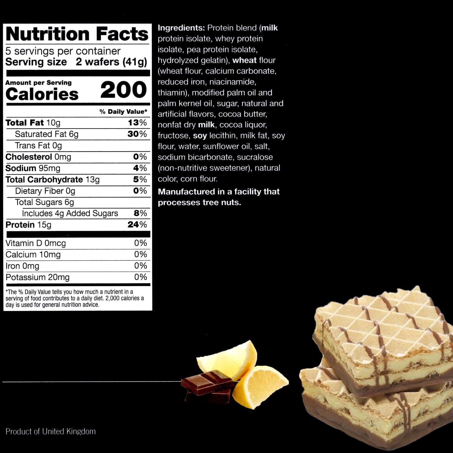ProtiWise Lemon wafers pack-open showing portable, gym-ready snack for quick energy.