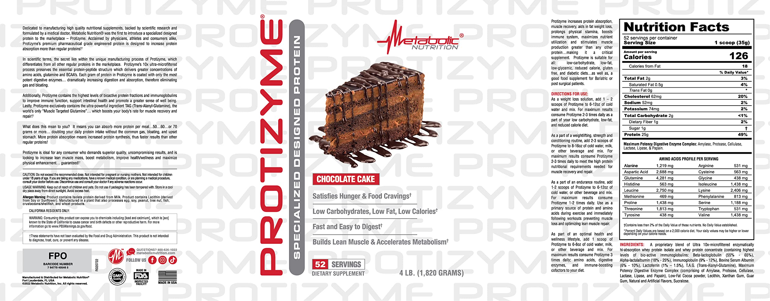 Protizyme Chocolate flavored whey protein powder image