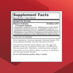 Close-up of Proto Dophilus 100B 10 strains label