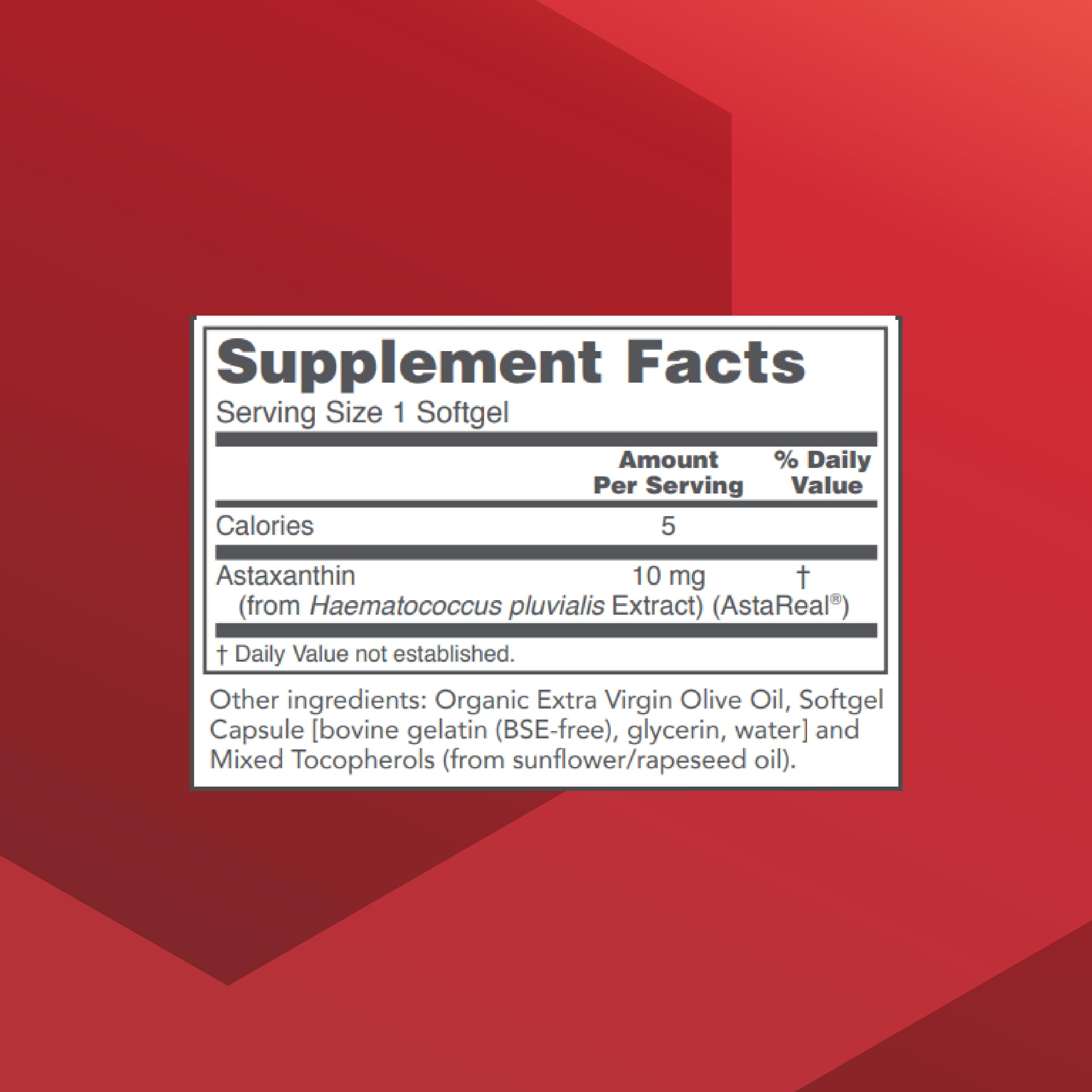 Protocol Astaxanthin 10mg Softgels bottle label