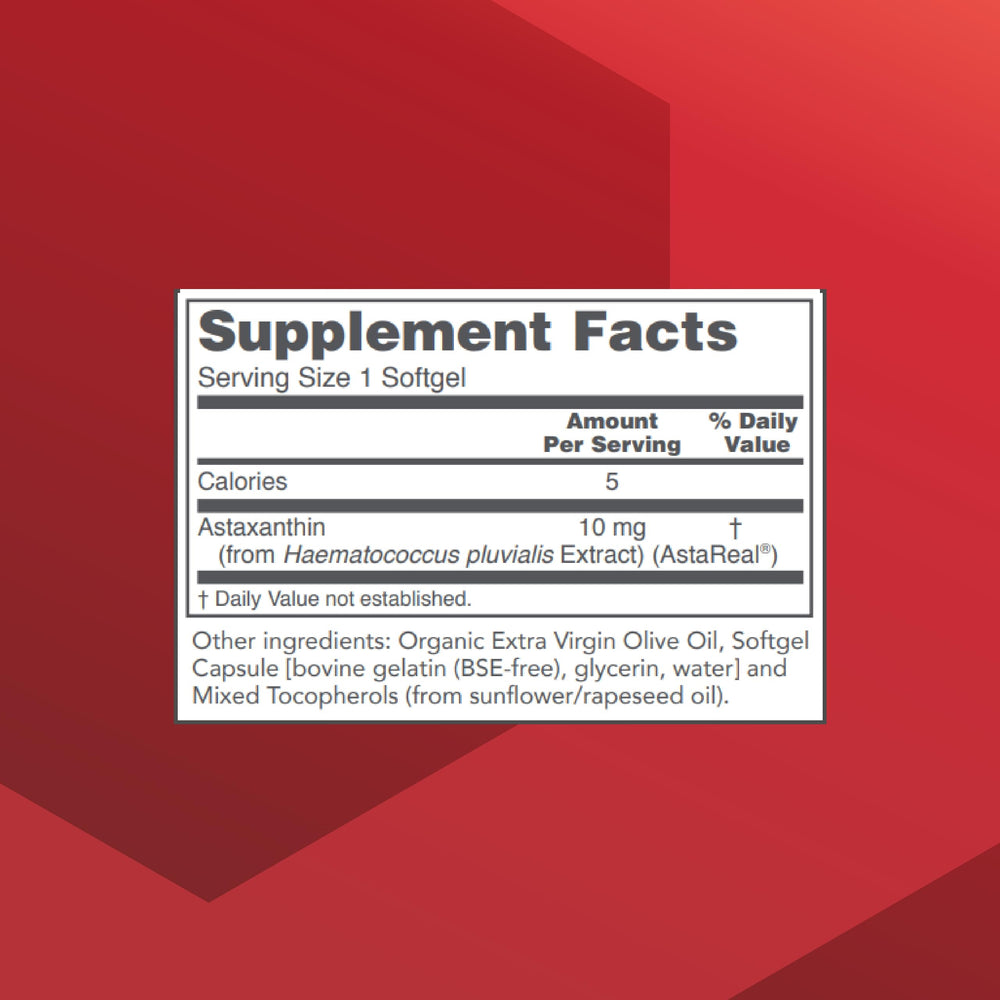 Box and bottle packaging of Protocol Astaxanthin 10mg Softgels
