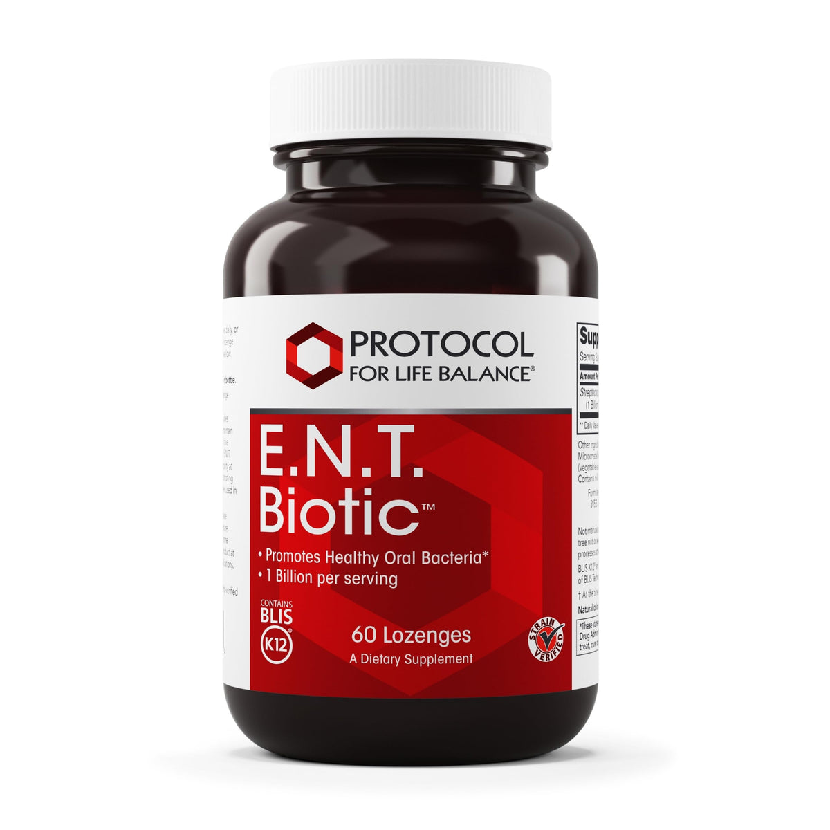 Front view of PROTOCOL FOR LIFE BALANCE E.N.T. Biotic lozenge