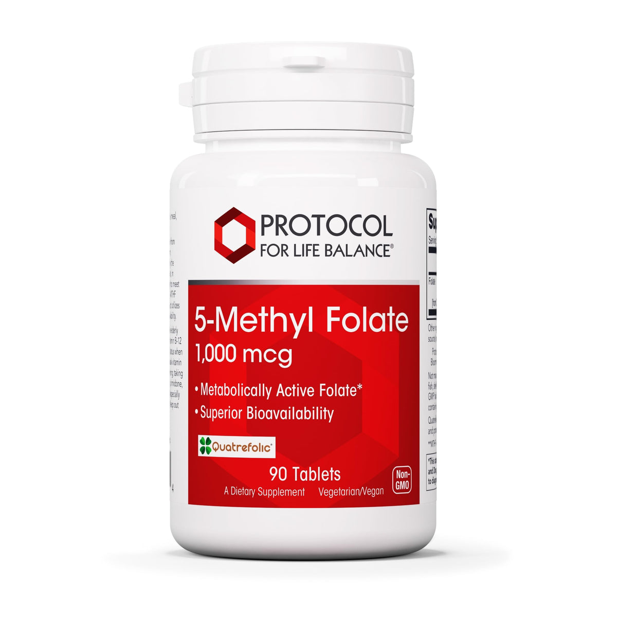 Bottle of Protocol For Life Balance 5-Methylfolate 1000mcg with 90 tablets