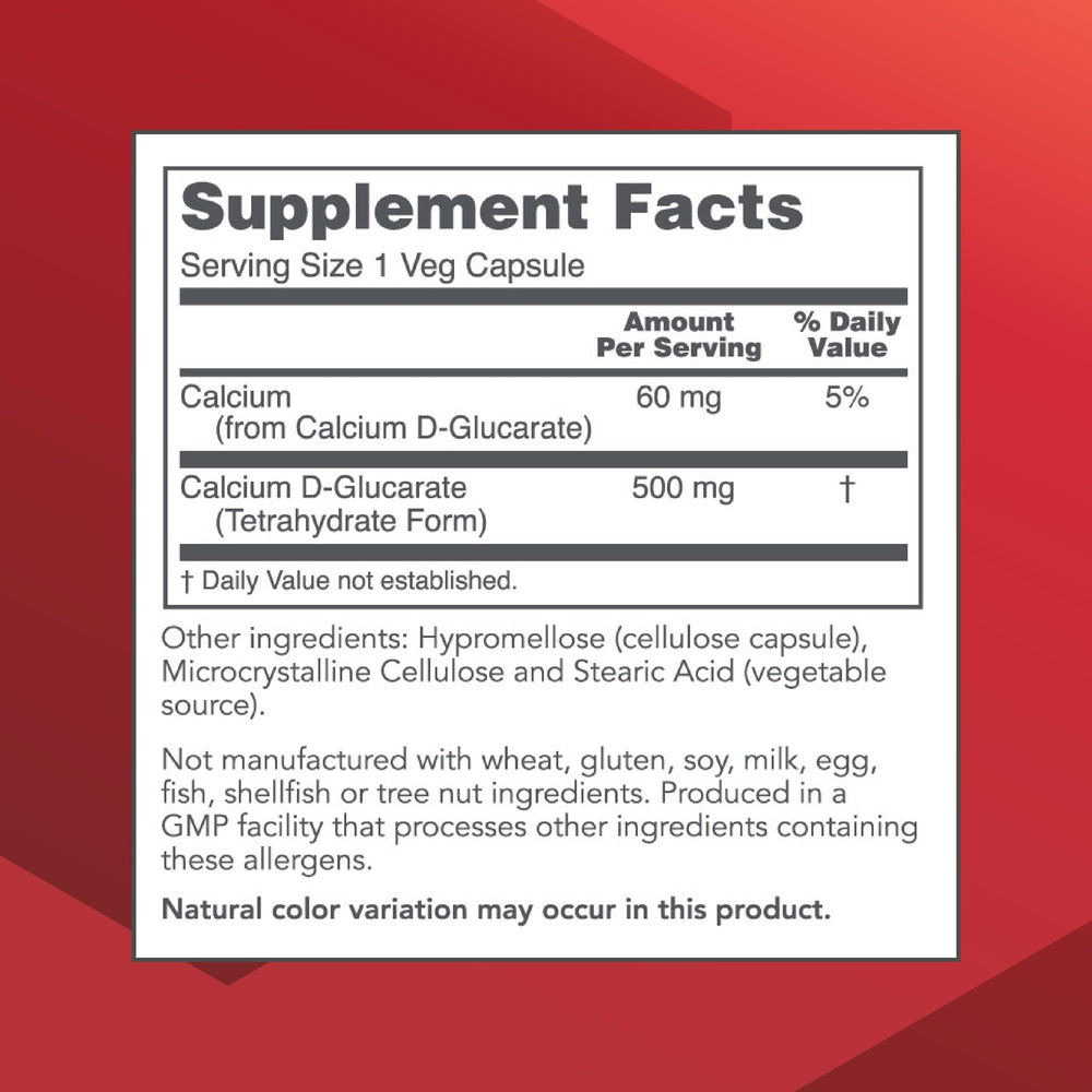Calcium D-Glucarate 500mg capsules close-up