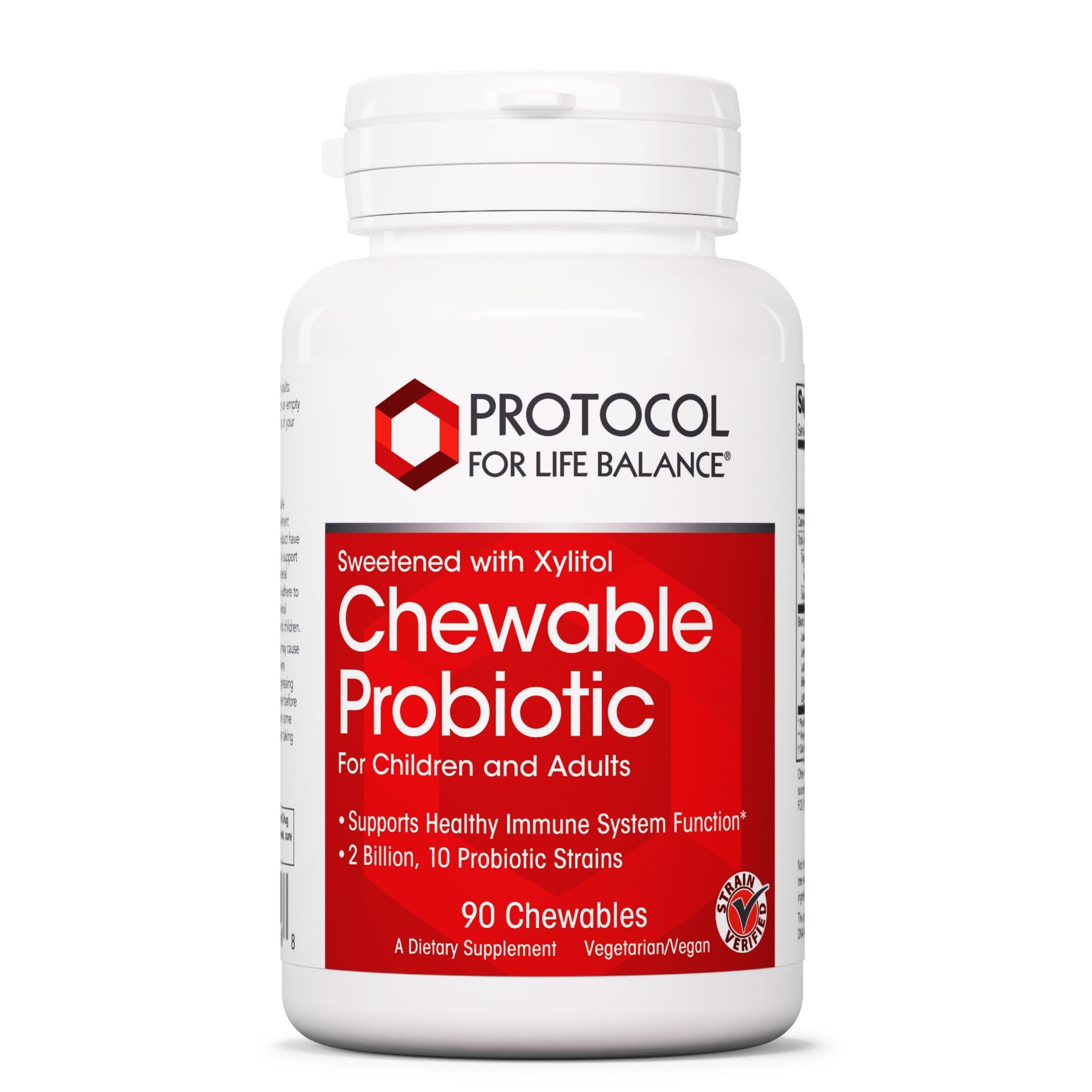 Front of Protocol For Life Balance Chewable Probiotic bottle with 90 chewables