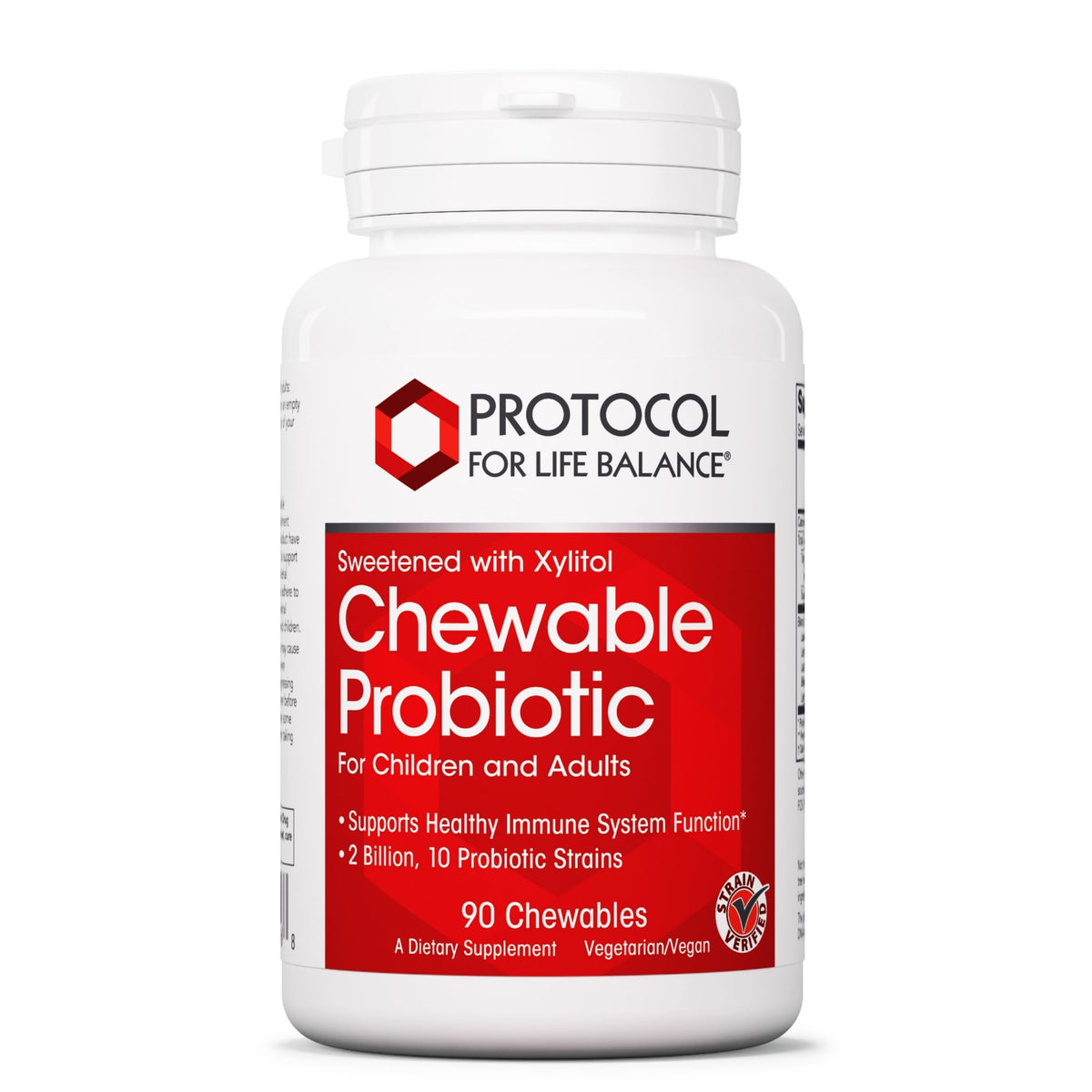 Front of Protocol For Life Balance Chewable Probiotic bottle with 90 chewables