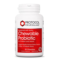 Front of Protocol For Life Balance Chewable Probiotic bottle with 90 chewables