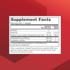 CoQ10 400mg bottle label close-up