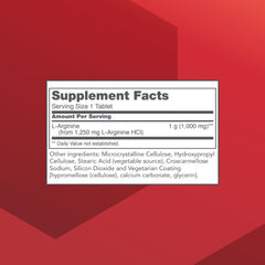 L-Arginine 1000mg bottle label close-up