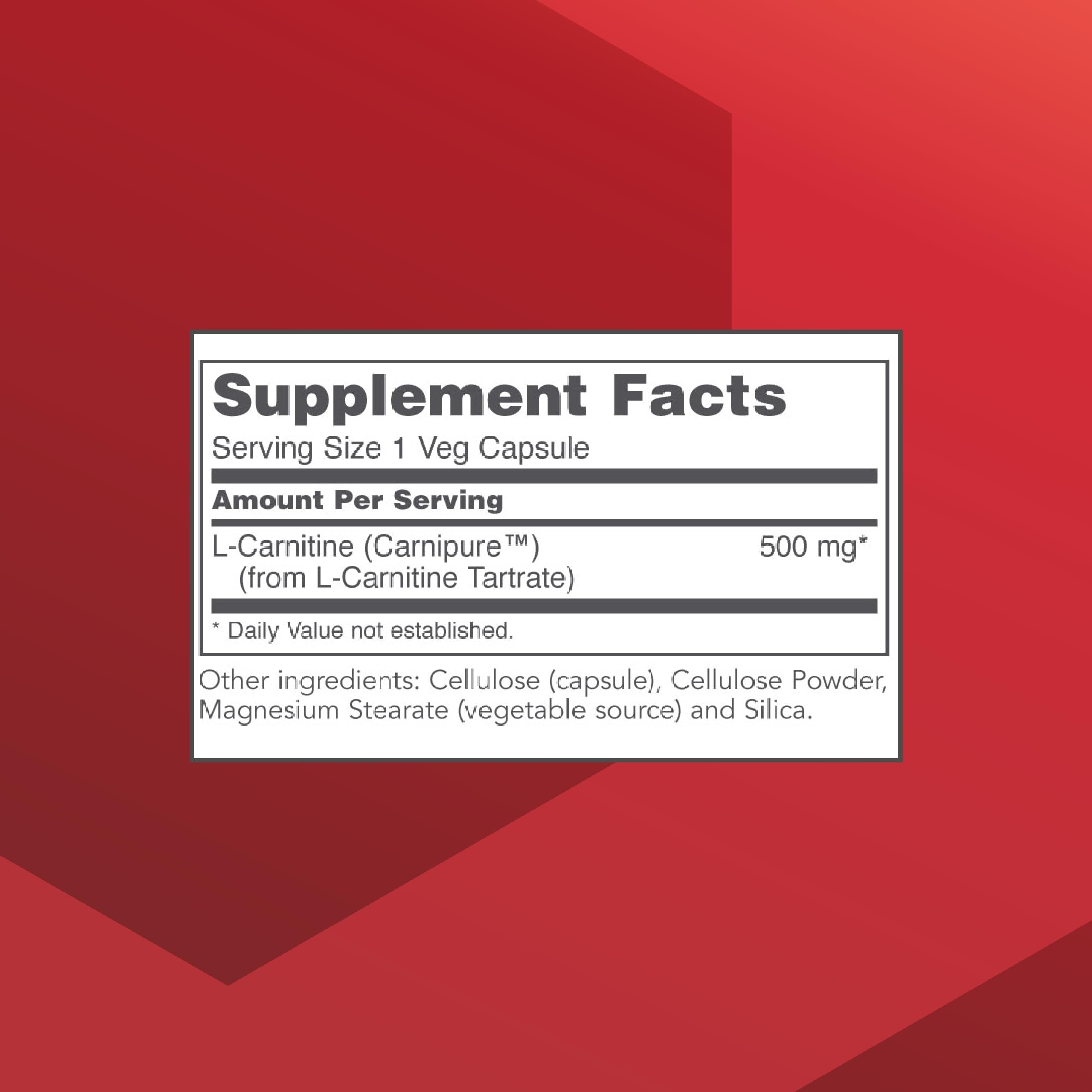 PROTOCOL FOR LIFE BALANCE L-Carnitine bottle label highlighting metabolism-focused ingredients.