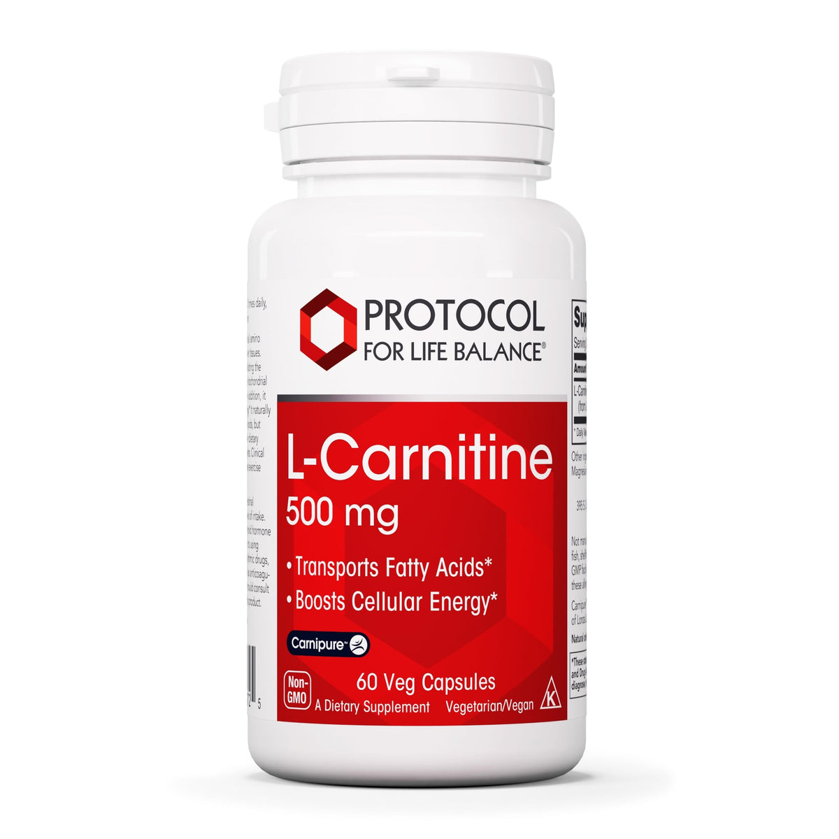 PROTOCOL FOR LIFE BALANCE L-Carnitine capsules closeup for energy support during workouts.